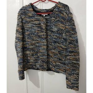 Iro womens xl Molly jacket  gray tan heathered Boucle teddy jacket snap front